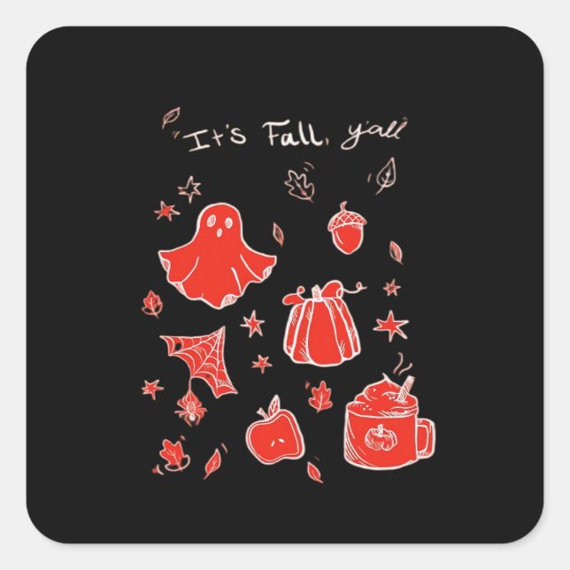 It’s Fall Y’all Minimal Clean Square Sticker (Front)