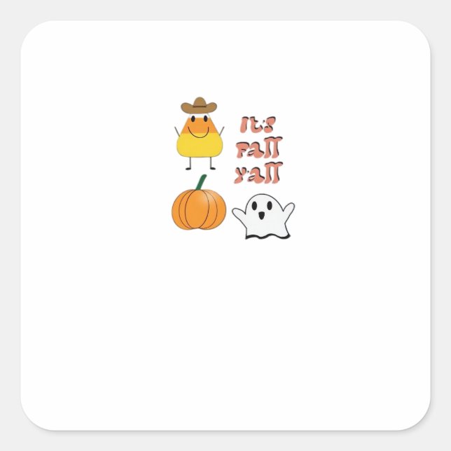 It’s Fall Y’all Minimal Clean Square Sticker (Front)