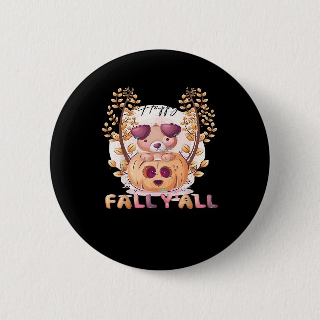 It’s Fall Y’all Pumpkin Autumn Halloween Cat Fall  6 Cm Round Badge (Front)