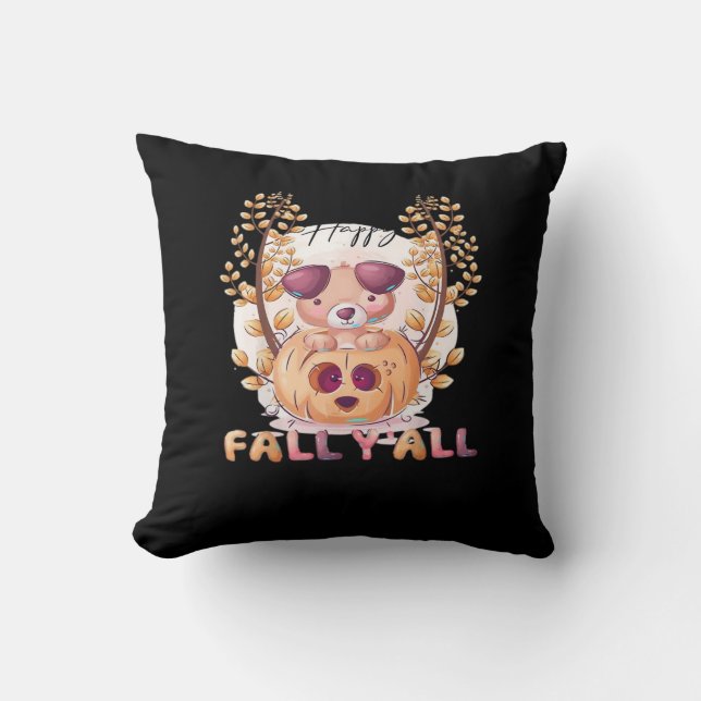 It’s Fall Y’all Pumpkin Autumn Halloween Cat Fall  Cushion (Front)