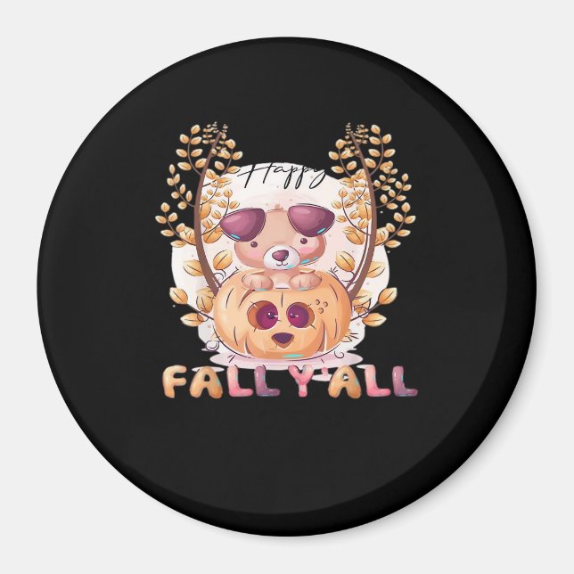 It’s Fall Y’all Pumpkin Autumn Halloween Cat Fall  Magnet (Front)