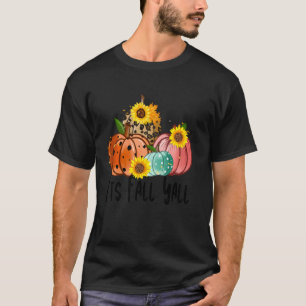 It S Fall Y All Pumpkin Autumn Happy Fall Leopard T-Shirt