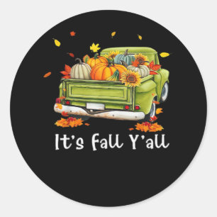 It’s Fall Y’all Pumpkin Autumn Hello Fall Vintage Classic Round Sticker