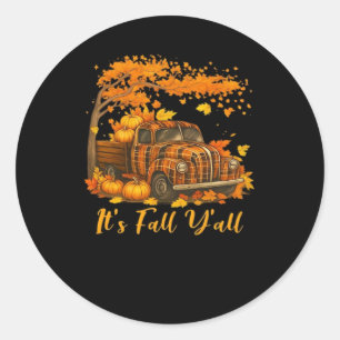 It’s Fall Y’all Pumpkin Autumn Tree Hello Fall Cre Classic Round Sticker