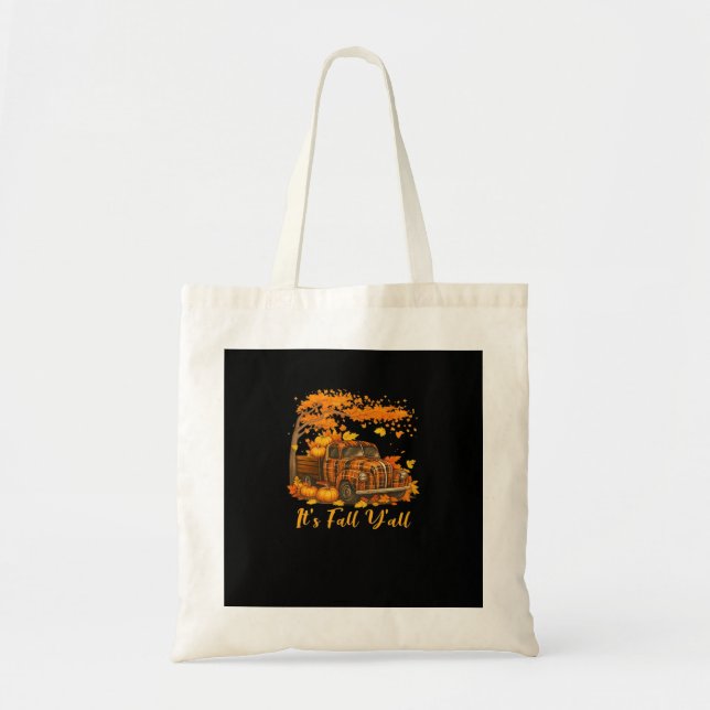 It’s Fall Y’all Pumpkin Autumn Tree Hello Fall Cre Tote Bag (Front)