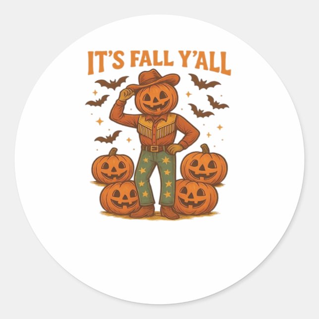 It’s Fall Y’all Pumpkin Classic Round Sticker (Front)