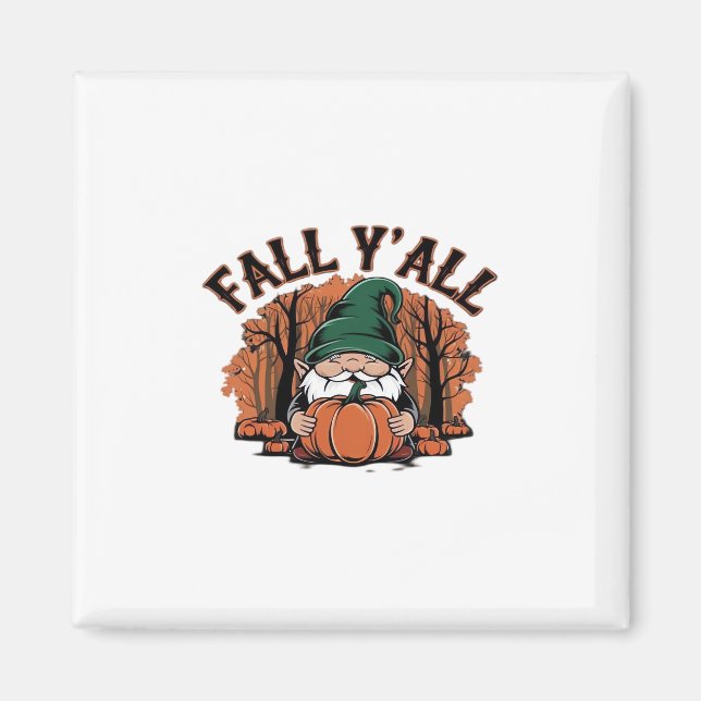It’s Fall Y’all Pumpkin Gnome Autumn Retro Classic Magnet (Front)