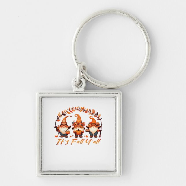 It’s Fall Y’all Pumpkin Gnome Autumn Tree Funny Fa Key Ring (Front)