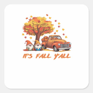It’s Fall Y’all Pumpkin Gnome Autumn Tree Pumpkin  Square Sticker