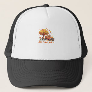 It’s Fall Y’all Pumpkin Gnome Autumn Tree Pumpkin  Trucker Hat