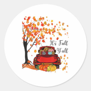 It’s Fall Y’all Pumpkin Leopard Fall Season Autumn Classic Round Sticker