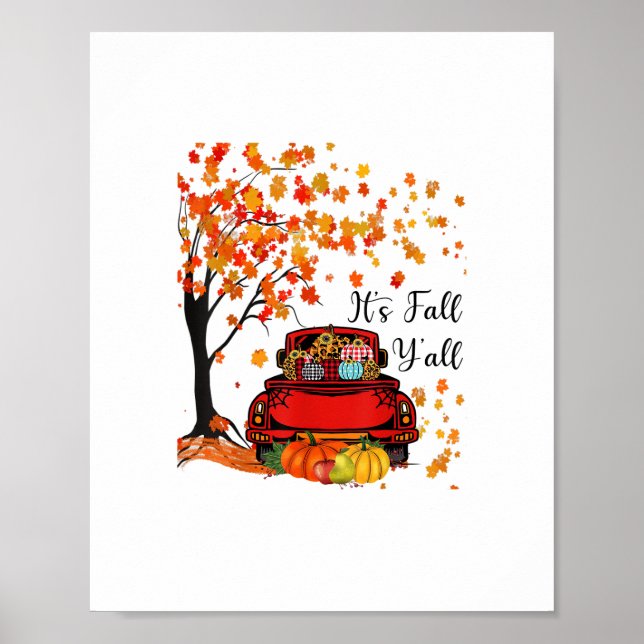 It’s Fall Y’all Pumpkin Leopard Fall Season Autumn Poster (Front)