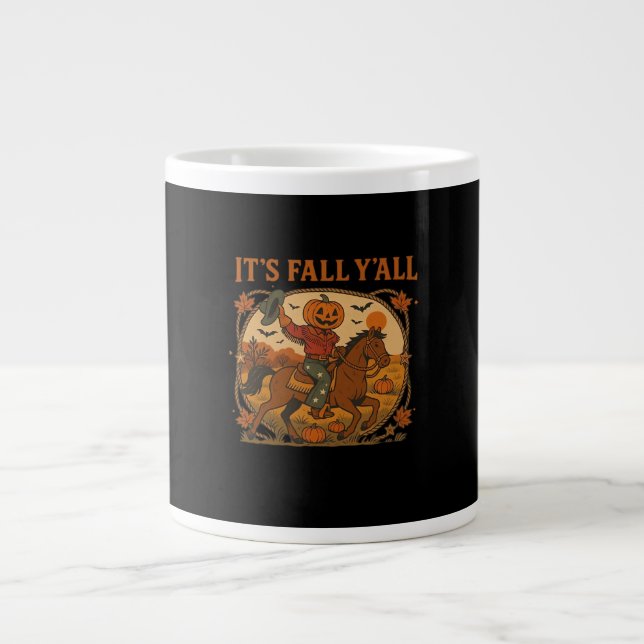 It’s Fall Y’all Pumpkin Minimal Clean Large Coffee Mug (Front)