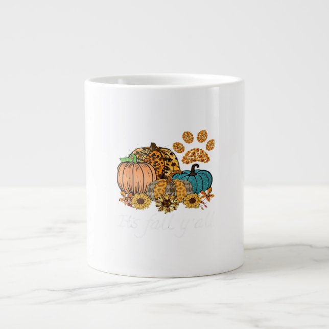 It’s Fall Y’all Pumpkin Minimal Clean Large Coffee Mug (Front)
