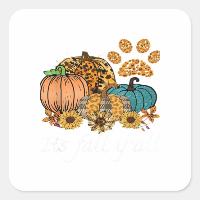 It’s Fall Y’all Pumpkin Minimal Clean Square Sticker (Front)