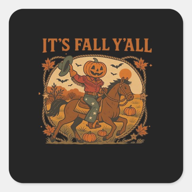 It’s Fall Y’all Pumpkin Minimal Clean Square Sticker (Front)