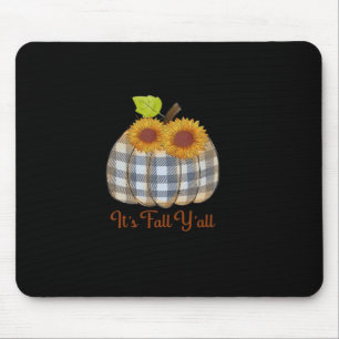 It’s Fall Y’all Pumpkin Plaid Design Halloween Fun Mouse Pad