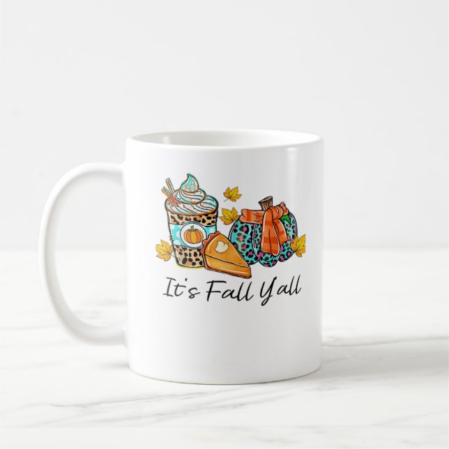 It’s Fall Y’all Pumpkin Spice Leopard Pumpkin Pie  Coffee Mug (Left)