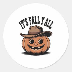 It’s Fall Y’all Pumpkin Trendy Graphic Classic Round Sticker
