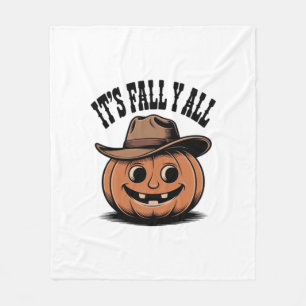 It’s Fall Y’all Pumpkin Trendy Graphic Fleece Blanket