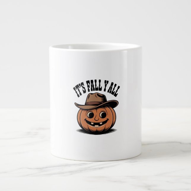 It’s Fall Y’all Pumpkin Trendy Graphic Large Coffee Mug (Front)