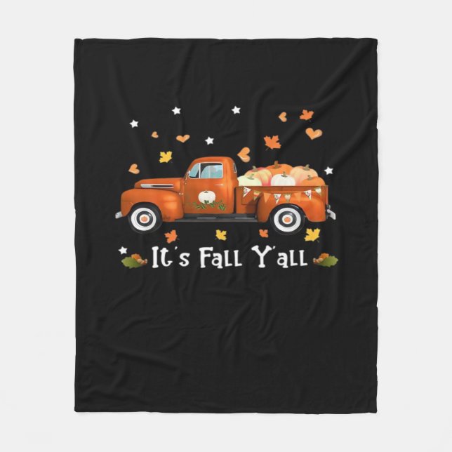 It’s Fall Y’all Pumpkins Autumn Fall Minimal Clean Fleece Blanket (Front)