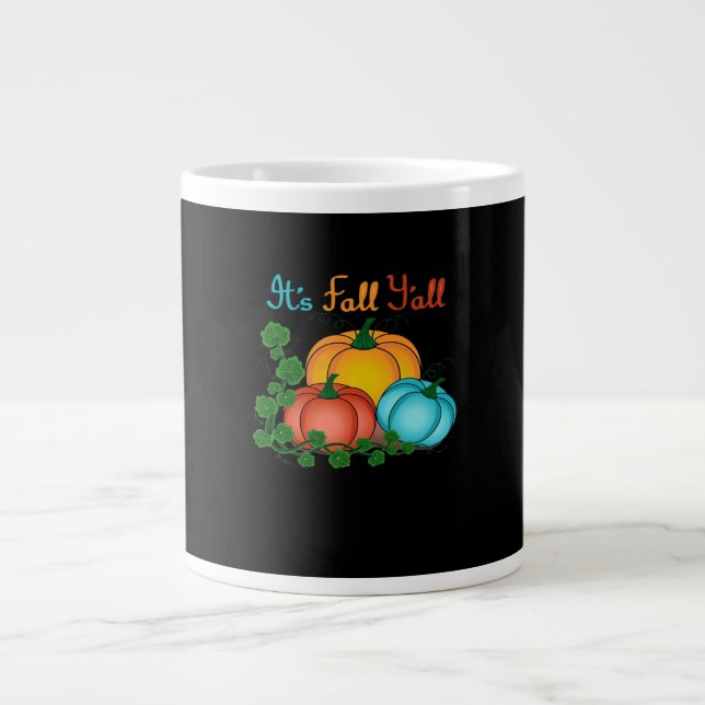 It’s Fall Y’all Pumpkins Retro Graphic Large Coffee Mug (Front)