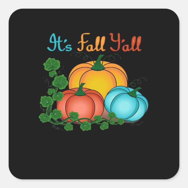 It’s Fall Y’all Pumpkins Retro Graphic Square Sticker (Front)