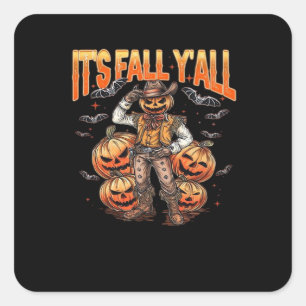It’s Fall Y’all Pumpkins Vintage Classic Square Sticker
