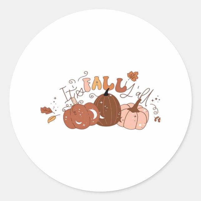 It’s Fall Y’all Retro Classic Round Sticker (Front)
