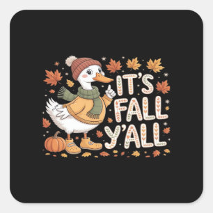 It’s Fall Y’all Retro Classic Square Sticker