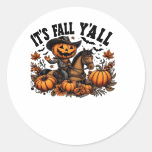 It’s Fall Y’all Retro Halloween Classic Round Sticker