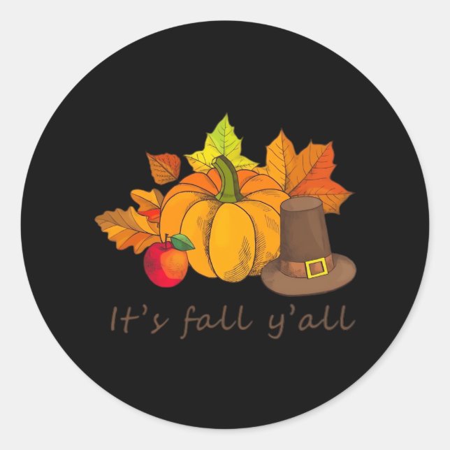 It’s Fall Y’all Retro Style Classic Round Sticker (Front)