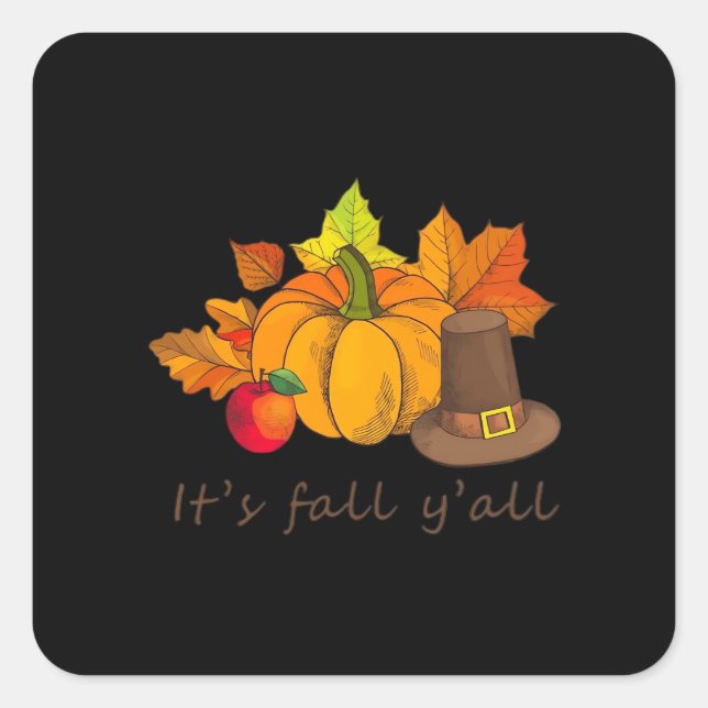 It’s Fall Y’all Retro Style Square Sticker (Front)