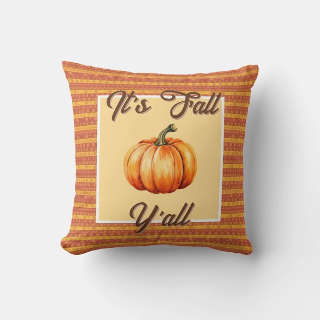 It’s Fall Y’all - Rustic Pumpkin Harvest Cushion (Front)
