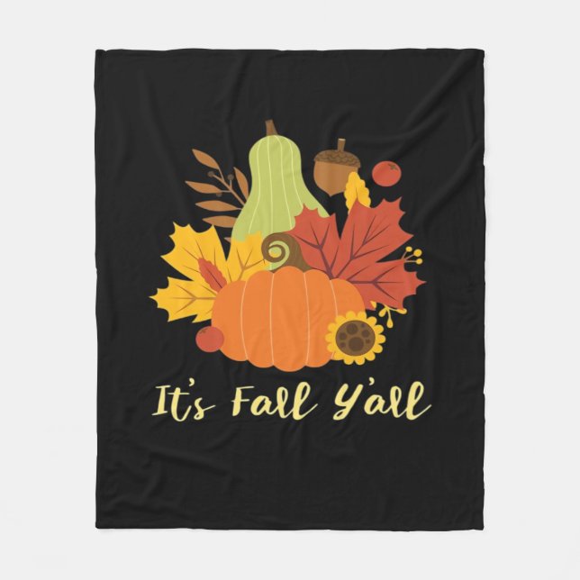 It’s Fall Y’all Trendy Aesthetic Fleece Blanket (Front)