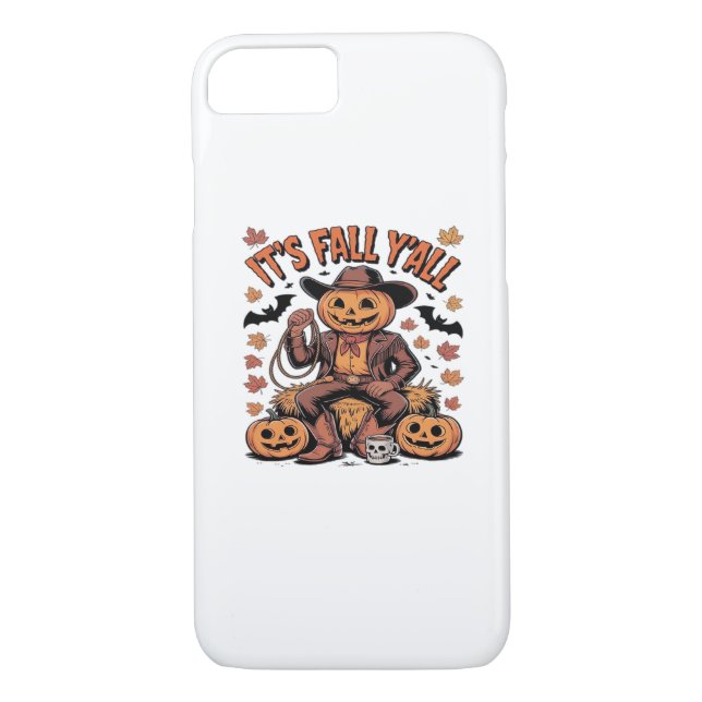 It’s Fall Y’all Western Cowboy Pumpkin Halloween Case-Mate iPhone Case (Back)