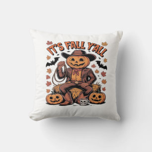 It’s Fall Y’all Western Cowboy Pumpkin Halloween Cushion
