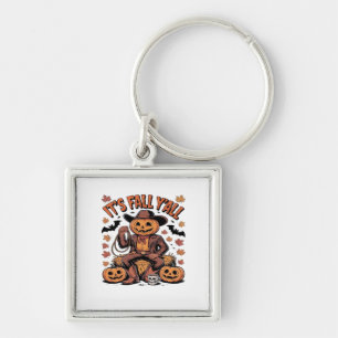 It’s Fall Y’all Western Cowboy Pumpkin Halloween Key Ring