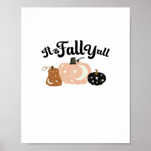 It’s Fall Y’all With Moons Beautiful Halloween Des Poster
