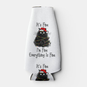 It’s Fine Everything is Fine Christmas Light Black Bottle Cooler