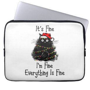 It’s Fine Everything is Fine Christmas Light Black Laptop Sleeve