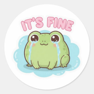 It’s Fine Frog Sticker Cute Crying Frog Meme Kawai