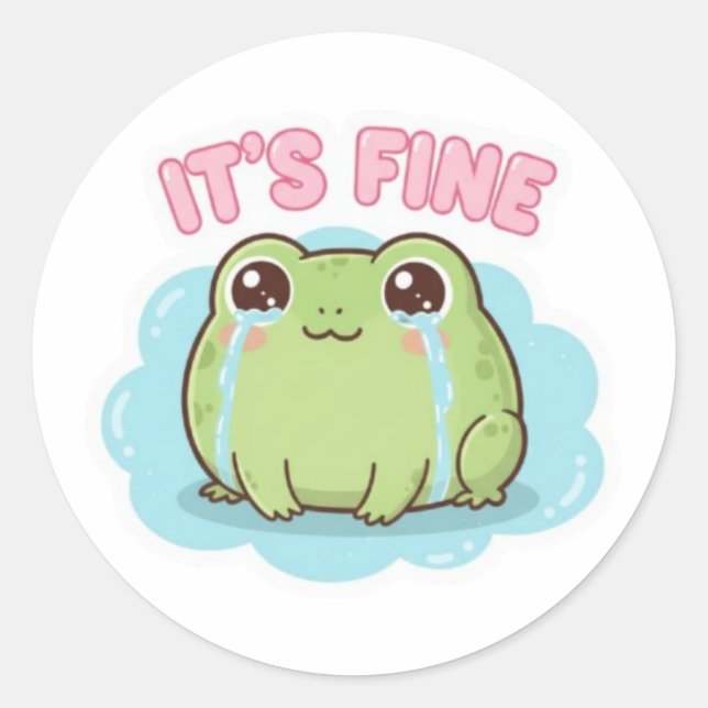 It’s Fine Frog Sticker Cute Crying Frog Meme Kawai (Front)