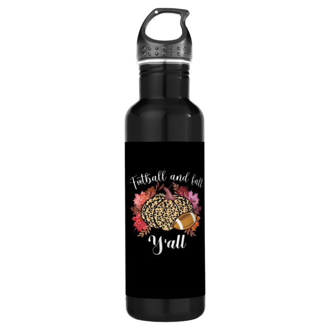 It’s Football And Fall Y’all Pumpkin Leopard Autum 710 Ml Water Bottle (Front)
