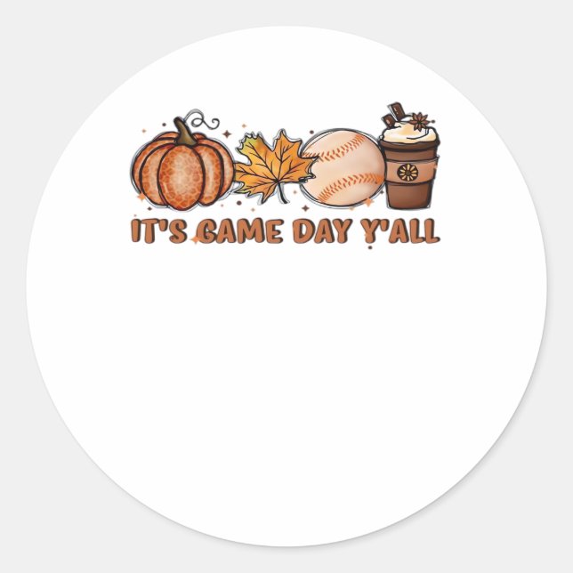 It’s Game Day Y’all, Fall Baseball Classic Round Sticker (Front)