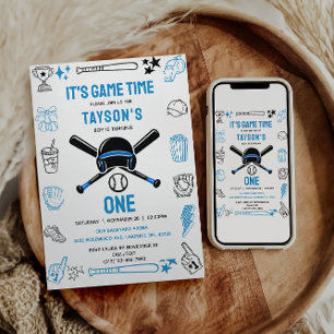 It’s Game Time Baseball 1st Birthday – Fun Sports  Invitation
