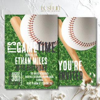 It’s Game Time Baseball Sports Birthday Invitation
