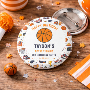 It’s Game Time Basketball 1st Birthday Rookie Year 3 Cm Round Badge