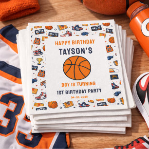 It’s Game Time Basketball 1st Birthday Rookie Year Napkin